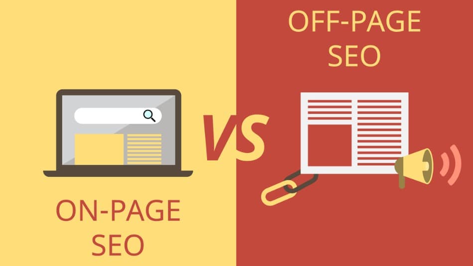 icono concepto de SEO on page y el SEO off page