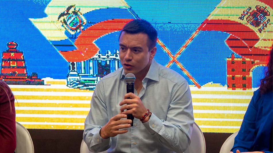 Daniel Noboa, presidente de la República de Ecuador, en un momento de su intervención.