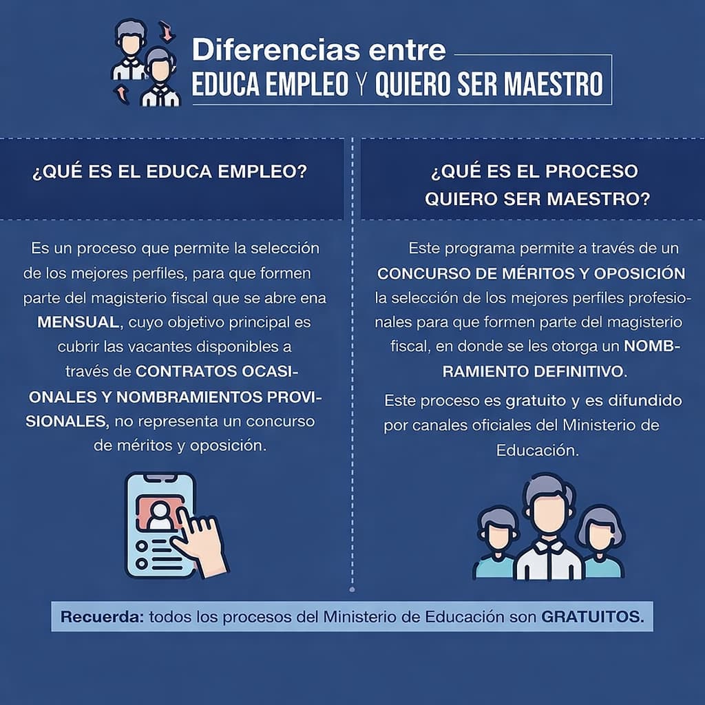diferencias ente educa empleo y quiero ser maestro