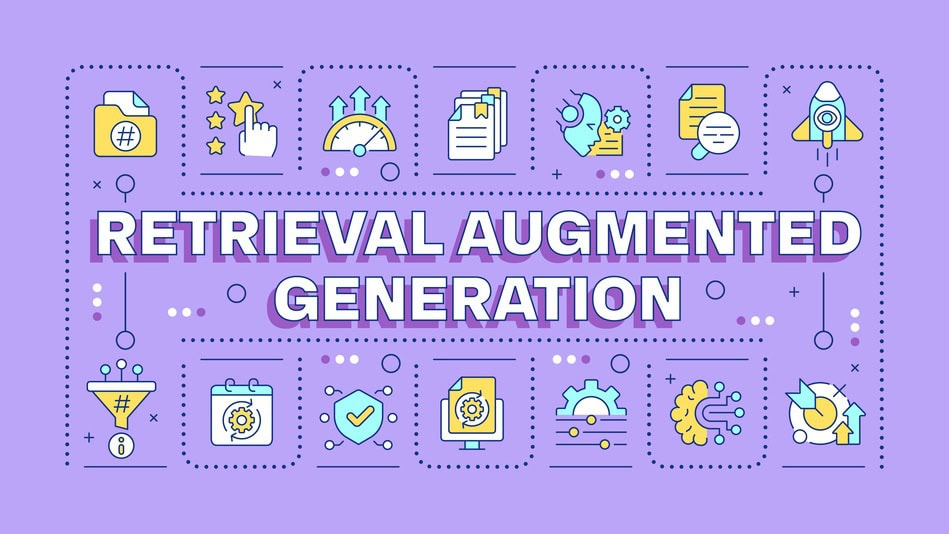ilustración concepto de Retrieval Augmented Generation